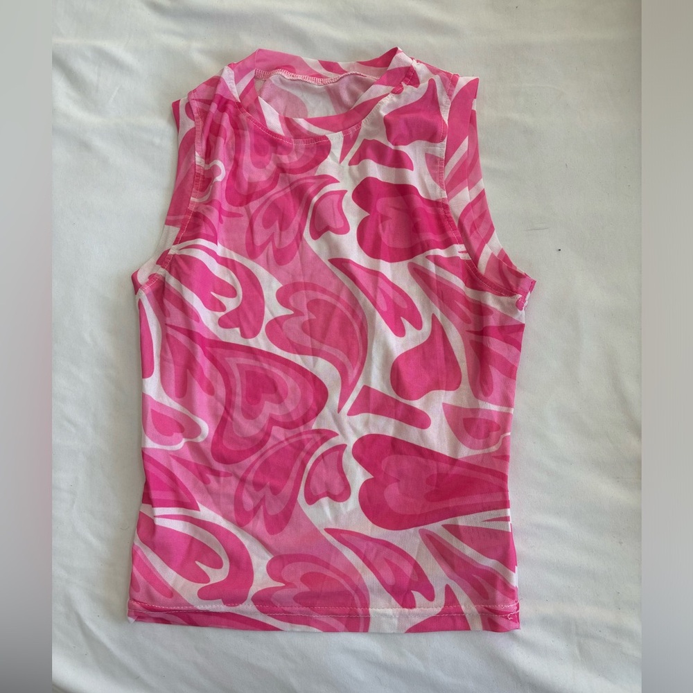 Pink crop top see through - S